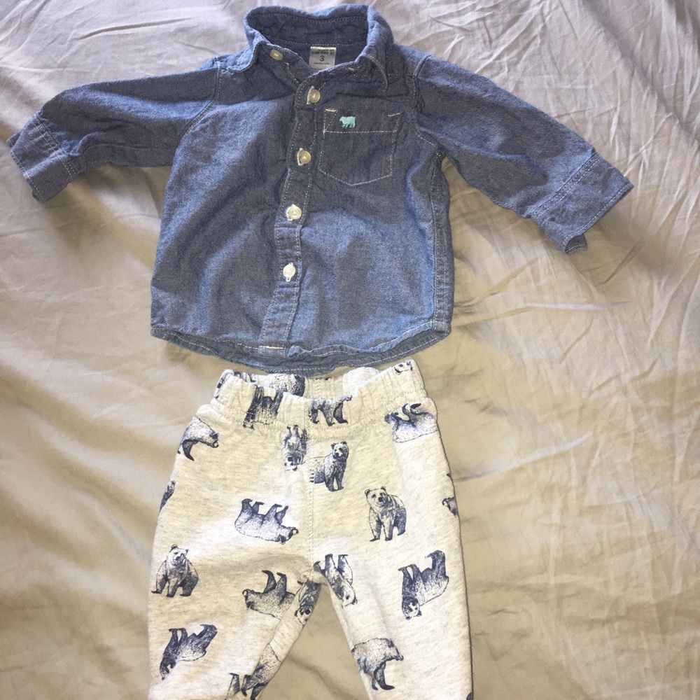 Baby boy jean shirt with sweatpants